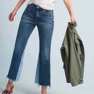 Anthro Pilcro and the Letterpress Two Tone Crop Flare Jeans Size 25